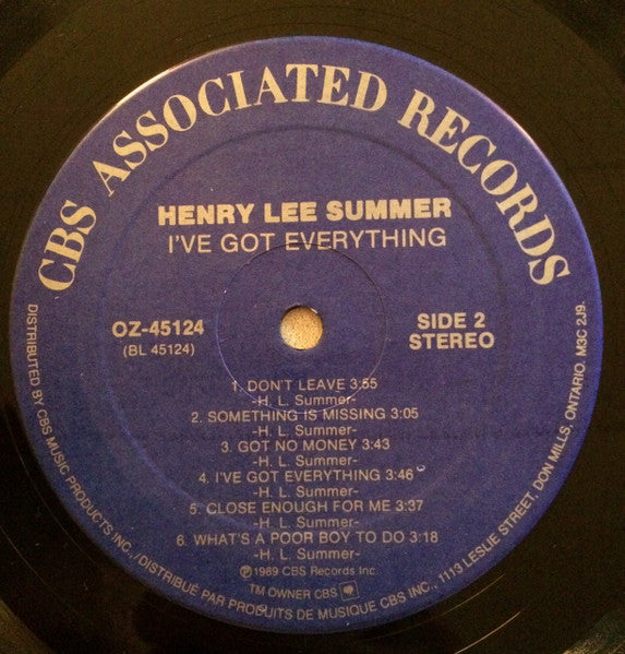 Henry Lee Summer - I've Got Everything - 1989