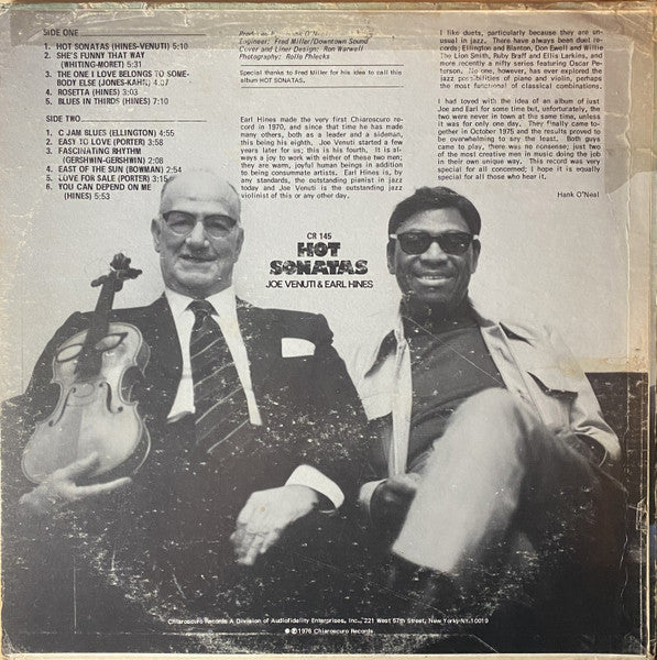 Joe Venuti & Earl Hines - Hot Sonatas Vinyl Record
