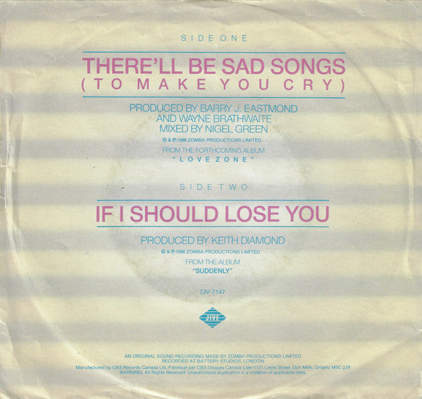 Billy Ocean - There'll Be Sad Songs (To Make You Cry) / If I Should Lose You Vinyl Record