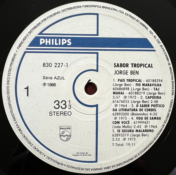 Jorge Ben - Sabor Tropical - 1986