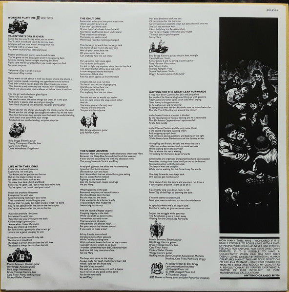 Billy Bragg - Workers Playtime - 1988