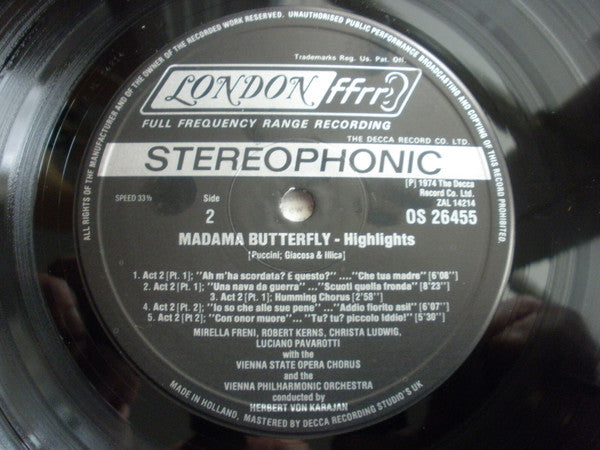Mirella Freni, Luciano Pavarotti, Christa Ludwig, Robert Kerns, Wiener Philharmoniker, Herbert von Karajan - Highlights From Puccini's Madama Butterfly - 1976