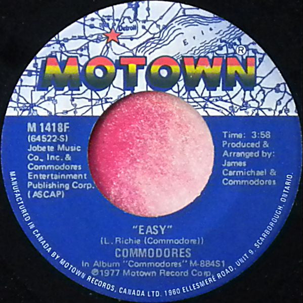 Commodores - Easy / Can't Let You Tease Me - 1977