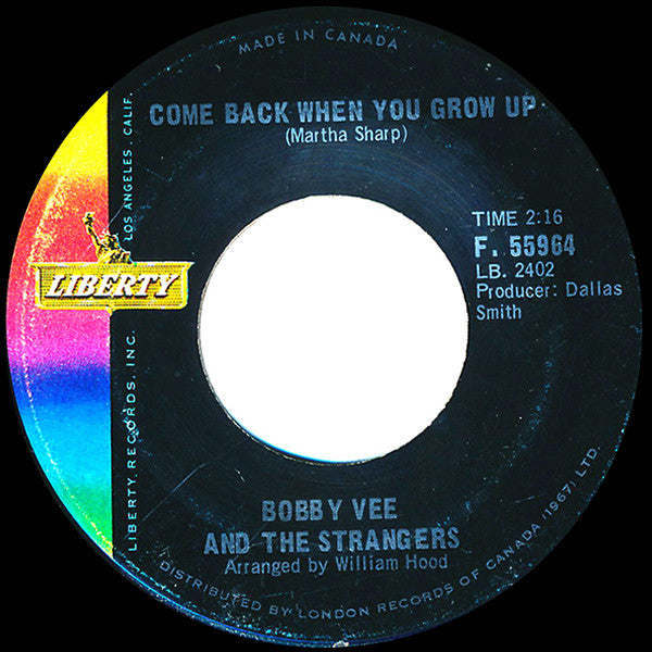 Bobby Vee And Strangers (17), The - Come Back When You Grow Up / Swahili Serenade - 1967