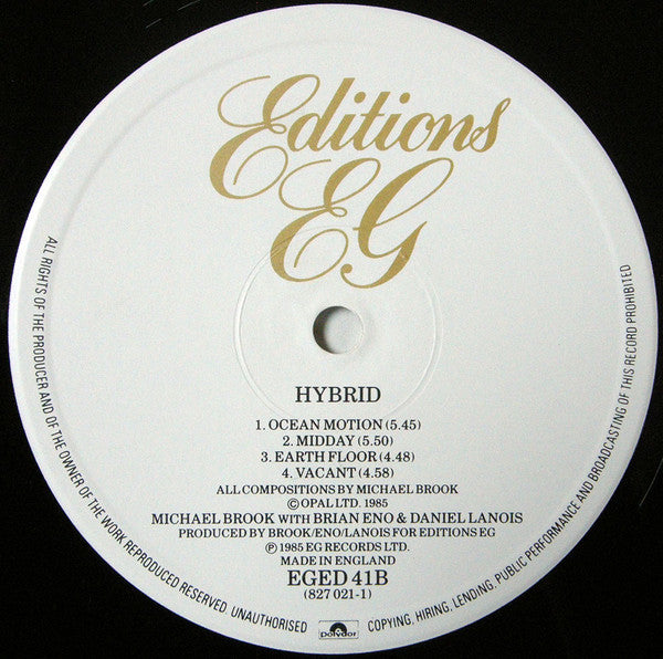 Michael Brook With Brian Eno And Daniel Lanois - Hybrid - 1985