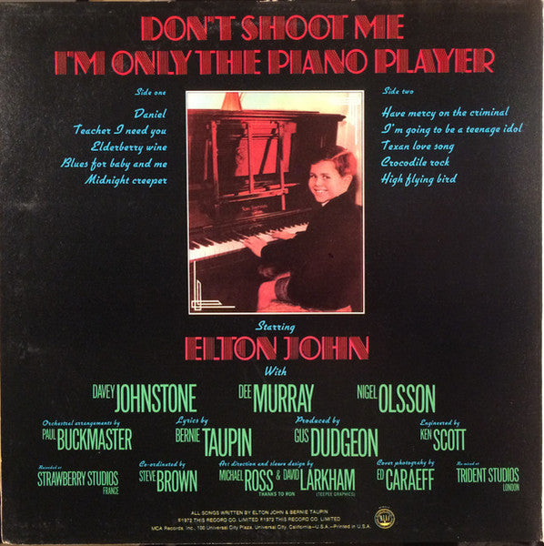 Elton John - Don't Shoot Me I'm Only The Piano Player Vinyl Record