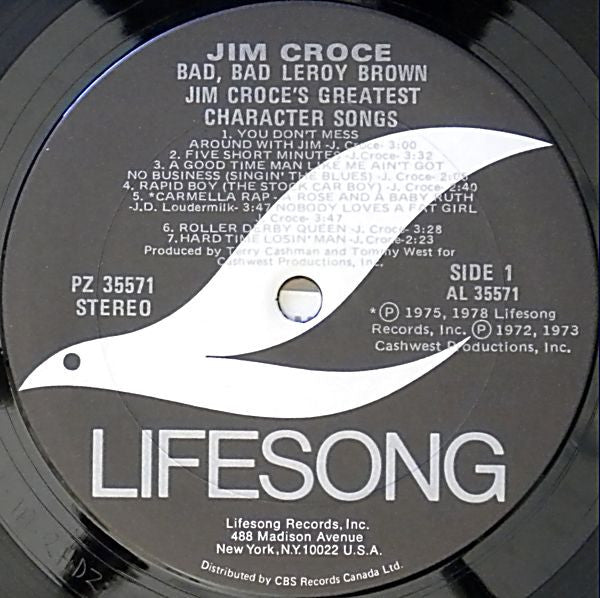 Jim Croce - Bad, Bad Leroy Brown - Jim Croce's Greatest Character Songs - 1978