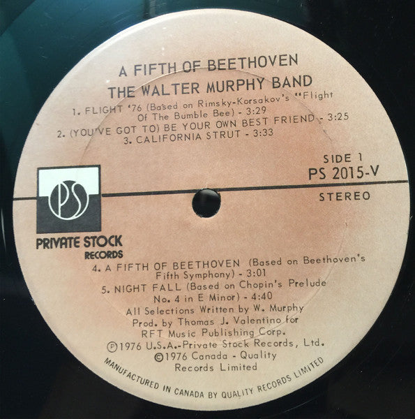 The Walter Murphy Band - A Fifth Of Beethoven Vinyl Record