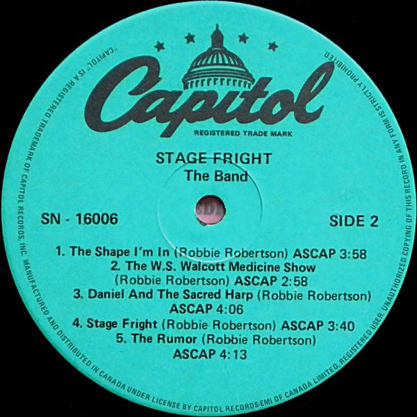 Band, The - Stage Fright - 1980