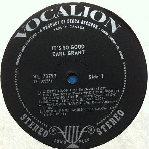 Earl Grant - It's So Good - 1967