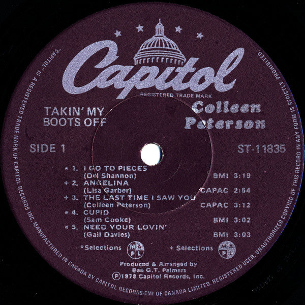 Colleen Peterson - Takin' My Boots Off Vinyl Record