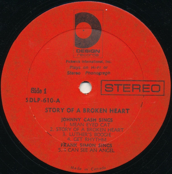 Johnny Cash -  Story Of A Broken Heart Vinyl Record