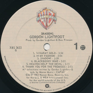 Gordon Lightfoot - Shadows Vinyl Record