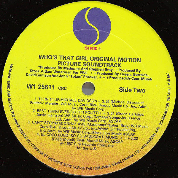 Madonna - Who's That Girl (Original Motion Picture Soundtrack) - 1987