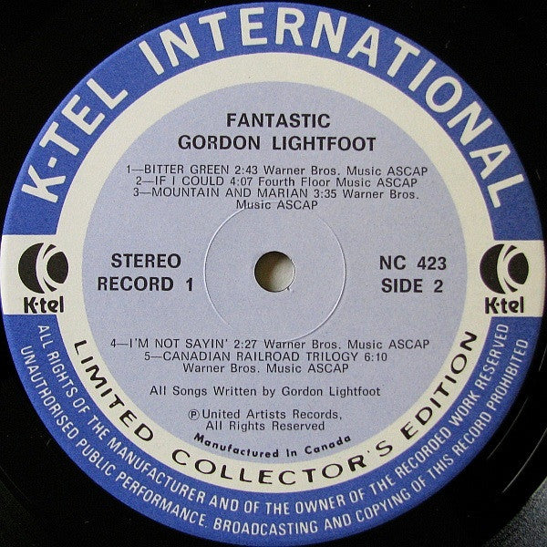 Gordon Lightfoot - Fantastic Vinyl Record