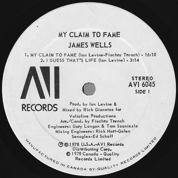 James Wells - My Claim To Fame - 1978