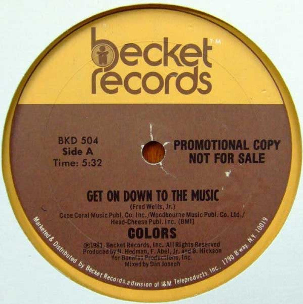 Colors - Get On Down To The Music - 1981