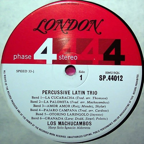 Los Machucambos - Percussive Latin Trio Vinyl Record