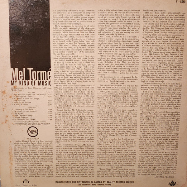 Mel Torme - My Kind Of Music Vinyl Record