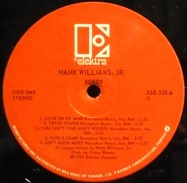 Hank Williams Jr. - Rowdy Vinyl Record