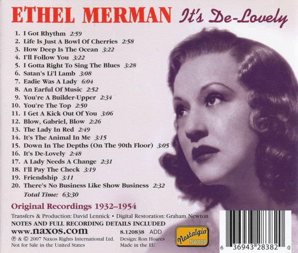 Ethel Merman - It's De-Lovely (CD) - 2007