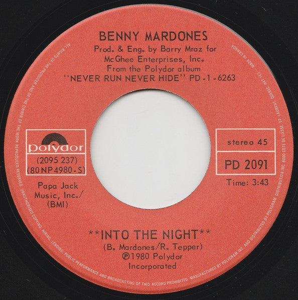 Benny Mardones - Into The Night  