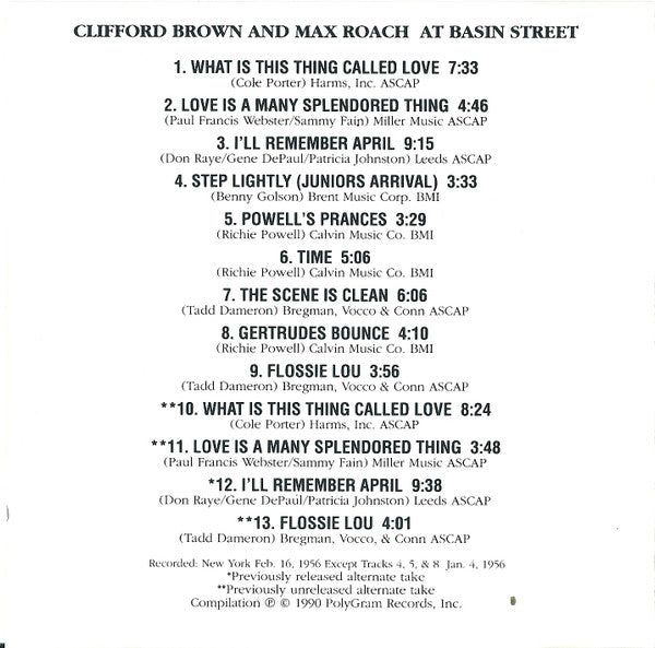 Clifford Brown And Max Roach - At Basin Street (CD) -