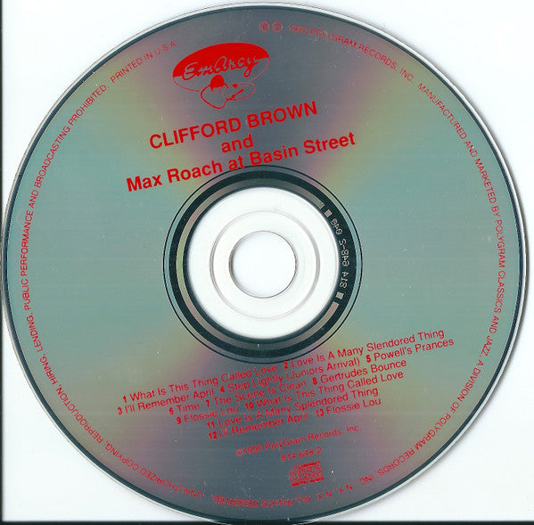 Clifford Brown And Max Roach - At Basin Street (CD) -