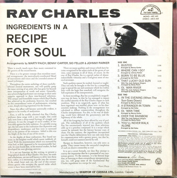 Ray Charles - Ingredients In A Recipe For Soul - 1963