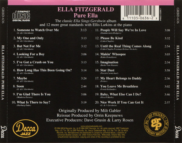 Ella Fitzgerald - Pure Ella (CD) -