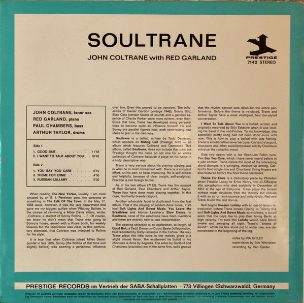 John Coltrane - Soultrane Vinyl Record