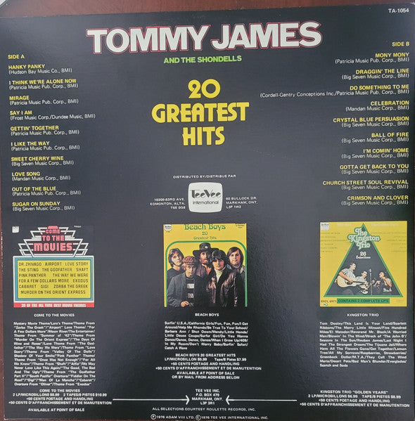 Tommy James & The Shondells - 20 Greatest Hits - 1976