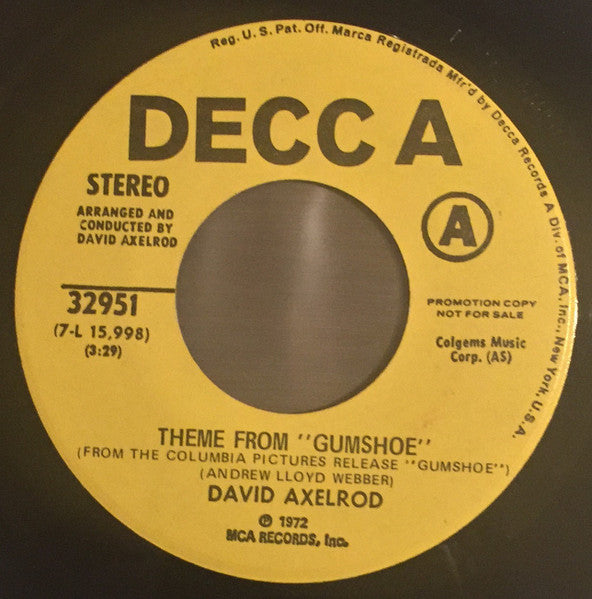 David Axelrod - Theme From "Gumshoe" Vinyl Record