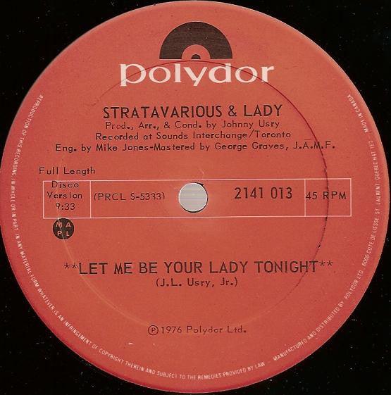 Stratavarious & Lady - Let Me Be Your Lady Tonight 1976 - Quarantunes