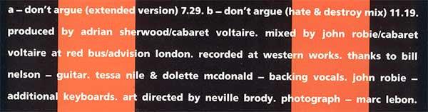 Cabaret Voltaire - Don't Argue - Quarantunes