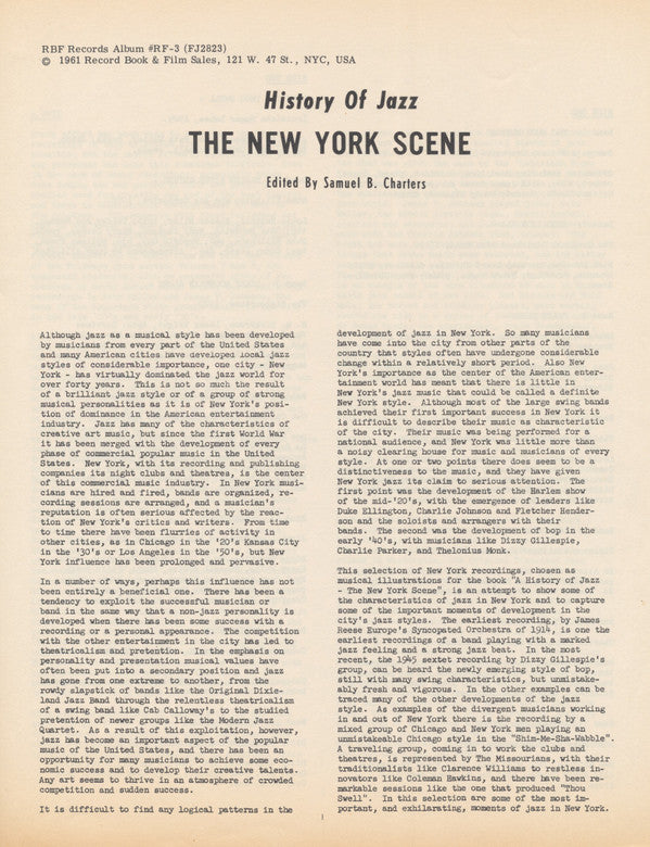 Various - A History Of Jazz: The New York Scene