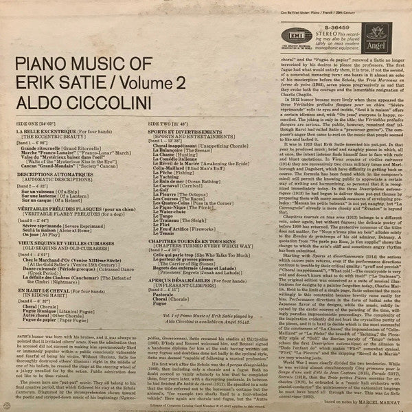 Erik Satie - Piano Music Of Erik Satie, Vol. 2