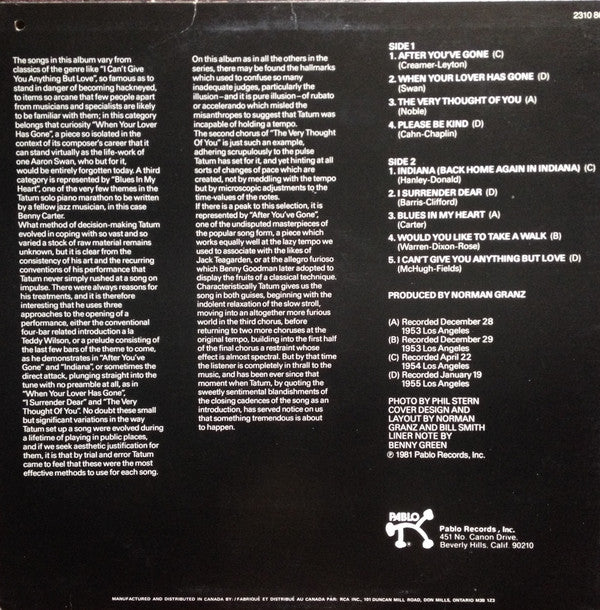 Art Tatum - The Tatum Solo Masterpieces, Vol. 10