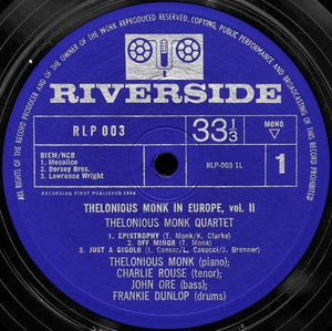 The Thelonious Monk Quartet - Thelonious Monk In Europe Vol. 2 - 1965 - Quarantunes