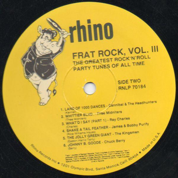 Various - Frat Rock! Volume 3 The Greatest Rock 'N' Roll Party Tunes Of All Time 1987 - Quarantunes