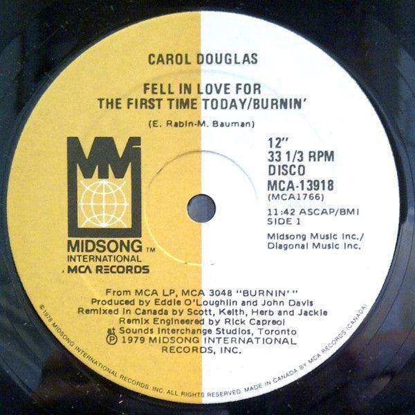 Carol Douglas - Fell In Love For The First Time Today / Burnin' - Quarantunes