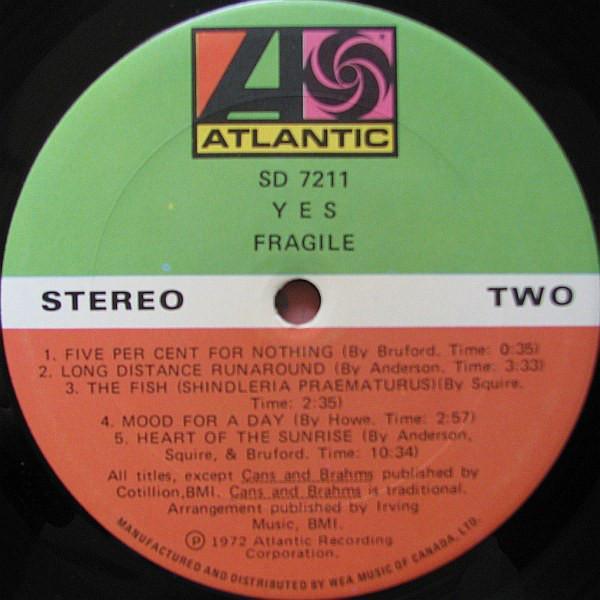 Yes - Fragile (one hidden track pressing, one not) - Quarantunes