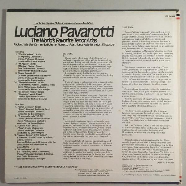 Luciano Pavarotti - The World's Favorite Tenor Arias 1975 - Quarantunes