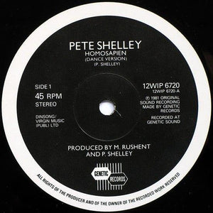 Pete Shelley - Homosapien (12") 1981 - Quarantunes